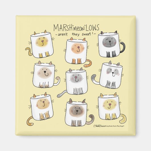 MARSHmeowLOWSお洒落 Wordplay Cat Marshmallows マグネット (正面)