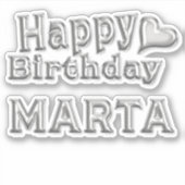 Marta Happy Birthday silver Aufkleber Sticker シール (正面)
