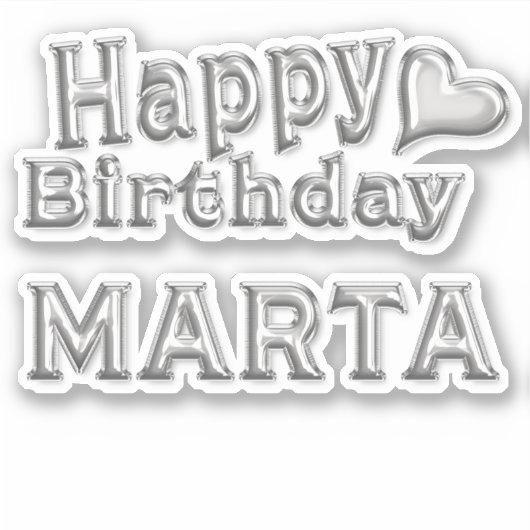 Marta Happy Birthday silver Aufkleber Sticker シール (正面)
