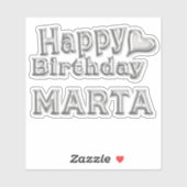Marta Happy Birthday silver Aufkleber Sticker シール (シート)