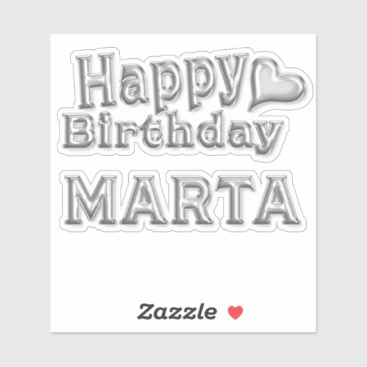 Marta Happy Birthday silver Aufkleber Sticker シール (シート)
