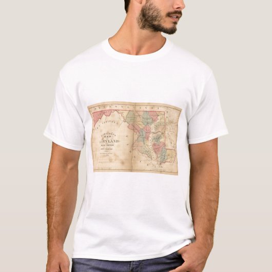 Martenetのメリーランドの地図書の版の地図 Tシャツ (正面)