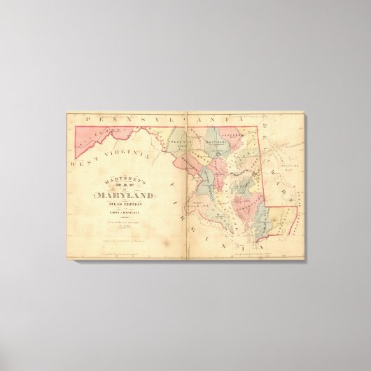 Martenet's Map of Maryland, Atlas Edition キャンバスプリント (正面)
