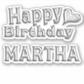 Martha Happy Birthday silver Aufkleber Sticker シール (正面)