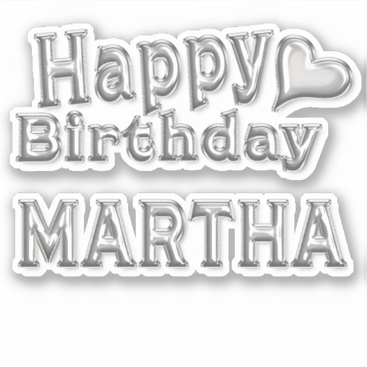Martha Happy Birthday silver Aufkleber Sticker シール (正面)