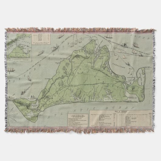 Marthas Vineyard (1913年)のヴィンテージの地図 スローブランケット (正面)