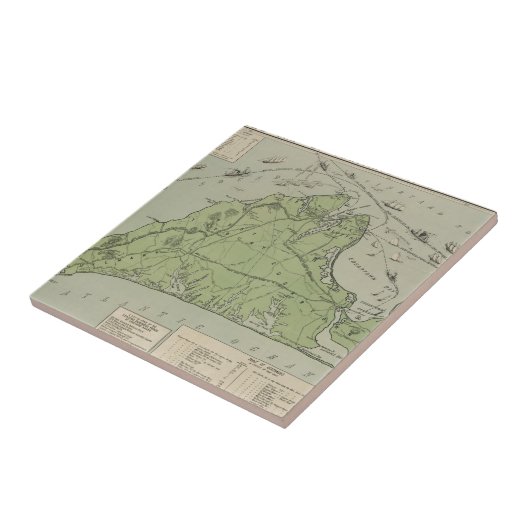 Marthas Vineyard (1913年)のヴィンテージの地図 タイル (側面)