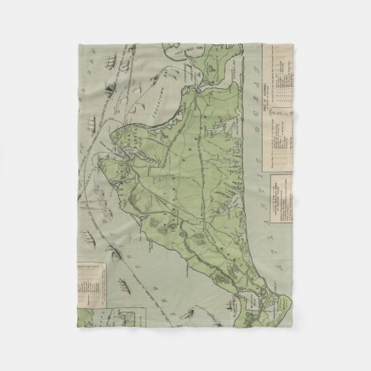 Marthas Vineyard (1913年)のヴィンテージの地図 フリースブランケット (正面)