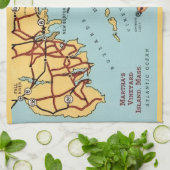 Martha's Vineyard Coast Map  キッチンタオル (折り畳み)