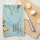 Martha's Vineyard Coast Map  キッチンタオル (四つ折り)