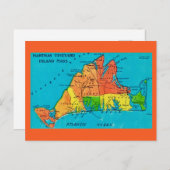 Martha's Vineyard Island Map Postcard ポストカード (正面/裏面)