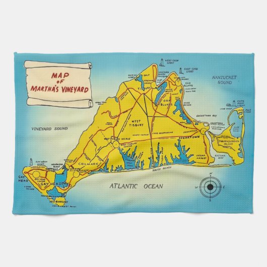 Martha's Vineyard Map キッチンタオル (横)