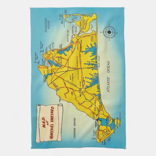 Martha's Vineyard Map  キッチンタオル (縦)