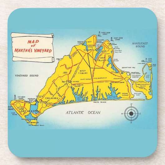 Martha's Vineyard Map  コースター (正面)