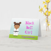 Martial Arts Black Belt Girl Congratulations Card カード (黄色い花)