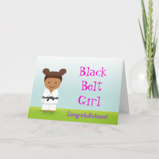 Martial Arts Black Belt Girl Congratulations Card カード