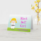 Martial Arts Black Belt Girl Congratulations Card カード (黄色い花)