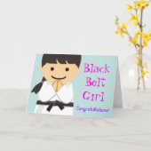 Martial Arts Black Belt Girl Smile Card カード (黄色い花)
