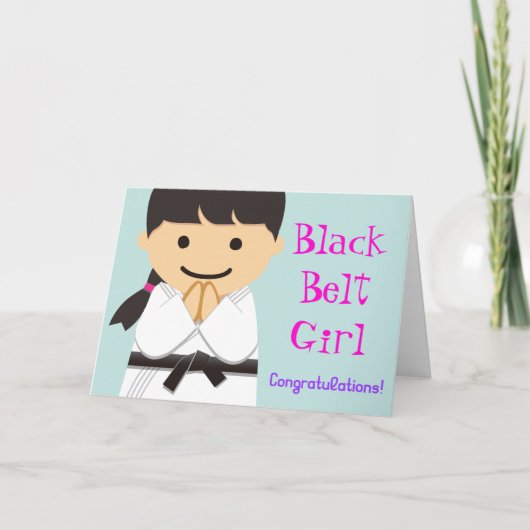 Martial Arts Black Belt Girl Smile Card カード (正面)
