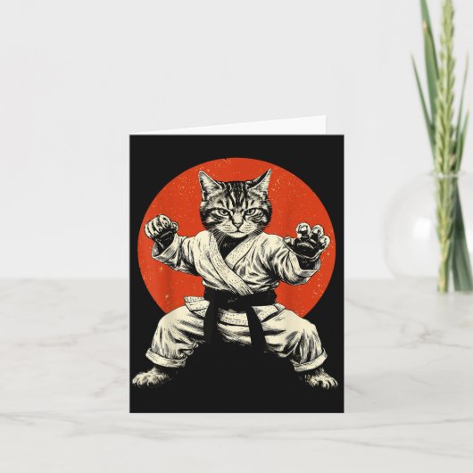 Martial Arts Cat Karate Judo Japanese Flag Funny J カード (正面)