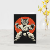 Martial Arts Cat Karate Judo Japanese Flag Funny J カード (黄色い花)