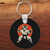 Martial Arts Cat Karate Judo Japanese Flag Funny J キーホルダー (正面)