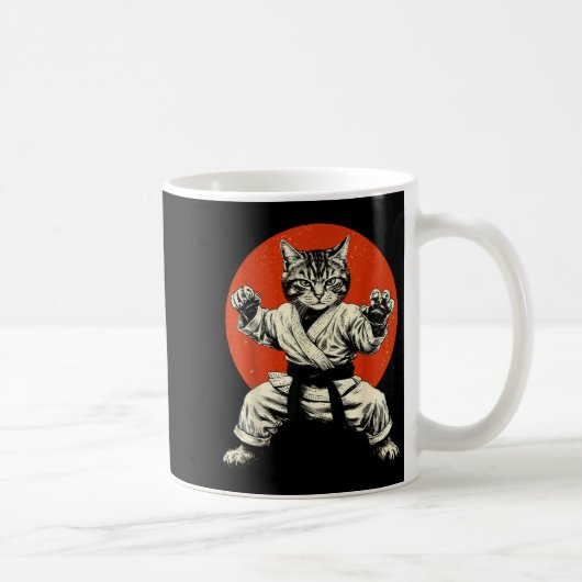 Martial Arts Cat Karate Judo Japanese Flag Funny J コーヒーマグカップ (右)