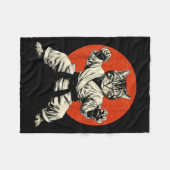 Martial Arts Cat Karate Judo Japanese Flag Funny J フリースブランケット (正面(横))