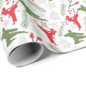 Martial Arts Christmas Gift Wrapping Paper - White ラッピングペーパー (ロールコーナー)