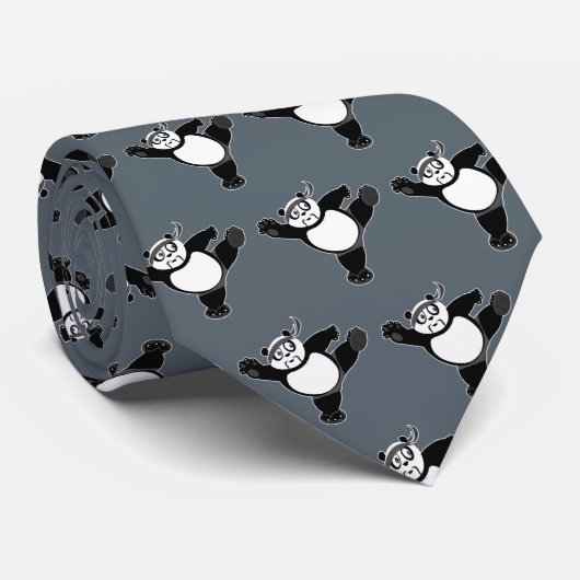 Martial Arts Panda - Grey  ネクタイ (ロール)