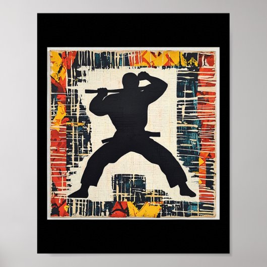 Martial Arts Silhouette Abstract  ポスター (正面)