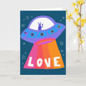 Martian 魅力的 LOVE Valentine Anniversary Friend カード (黄色い花)