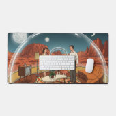 Martian Bubble Home - Retro Family Adventure Scene デスクマット (キーボード&マウス)