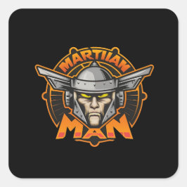 Martian Man Futuristic Logo Art スクエアシール