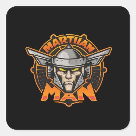 Martian Man Futuristic Logo Art スクエアシール (正面)