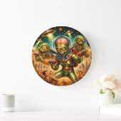 Martian Mayhem Retro Sci-Fi ラージ壁時計 (ホーム)