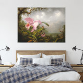 MARTIN J. HEADE – オーキッドとハミングバード – c.1885 キャンバスプリント (インサイチュ (寝室))