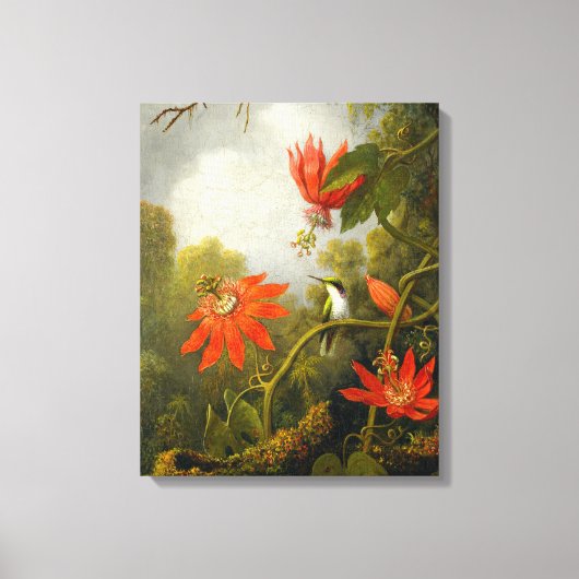 MARTIN J. HEADE - Hummingbird and Passionflowers - キャンバスプリント (正面)
