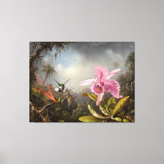 MARTIN J. HEADE Orchid with Two Hummingbirds 1871 キャンバスプリント (正面)