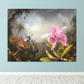 MARTIN J. HEADE Orchid with Two Hummingbirds 1871 キャンバスプリント (インサイチュ (ウッドフロア))