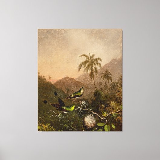 MARTIN J.HEADE - Two Green-Breasted Hummingbirds - キャンバスプリント (正面)