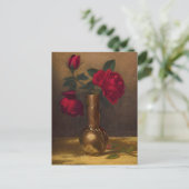 Martin Johnson Heade日本の、花瓶に赤いバラ ポストカード (スタンド正面)