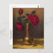 Martin Johnson Heade日本の、花瓶に赤いバラ ポストカード (正面/裏面)