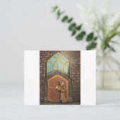 Martin Luther nails rubber chicken to church door ポストカード (スタンド正面)