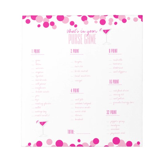 Martiniあなたの財布の中に何がブライダルゲームメモ帳 ノートパッド (正面)