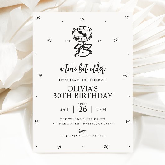 Martiniをテーマにした誕生日招待状、Tiniビットより古い 招待状