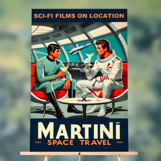 Martini宇宙旅行ポスターSci-Fiフィルム宇宙 アクリルサイン (ニュートラル)
