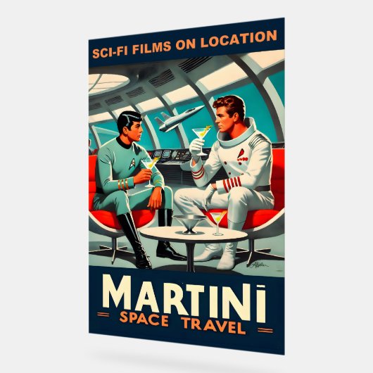 Martini宇宙旅行ポスターSci-Fiフィルム宇宙 アクリルサイン (傾斜)