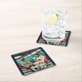 Martini宇宙旅行ポスターSci-Fiフィルム宇宙 スクエアペーパーコースター (インサイチュ)