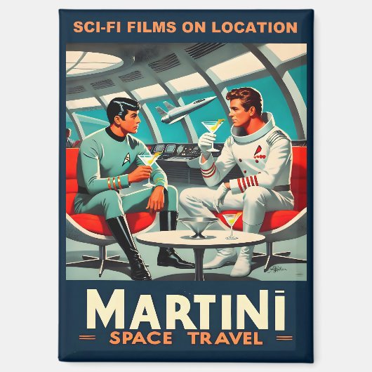 Martini宇宙旅行ポスターSci-Fiフィルム宇宙 マグネット (正面)